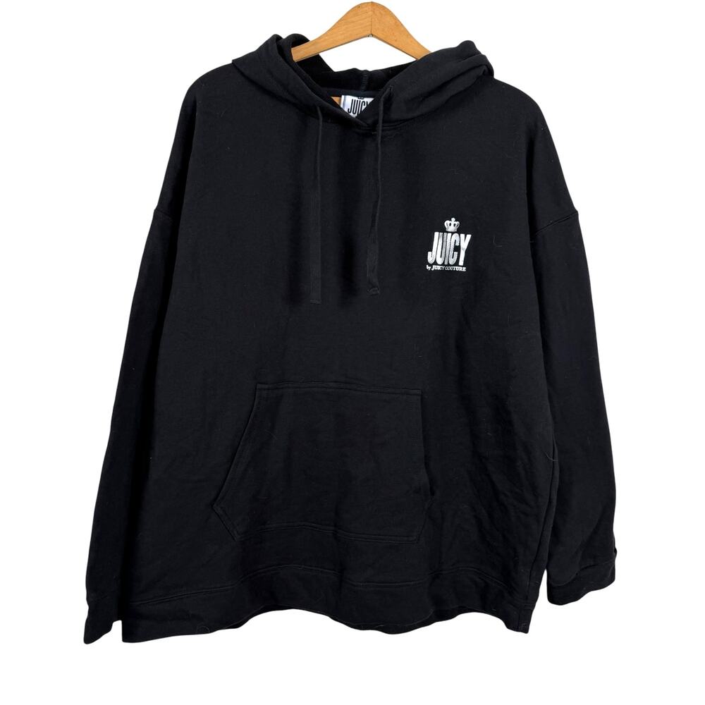 Juicy By Juicy Couture Women Black Hoodie Size XXL Activewear 100% Cotton Autumn